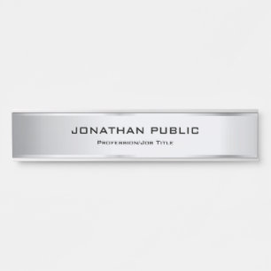 Porte-nom Pour Porte Modèle élégant moderne personnalisé noir et argent
