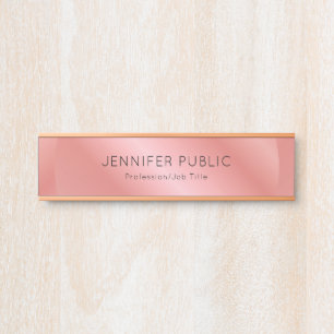 Porte-nom Pour Porte Modèle élégant Rose or moderne personnalisé