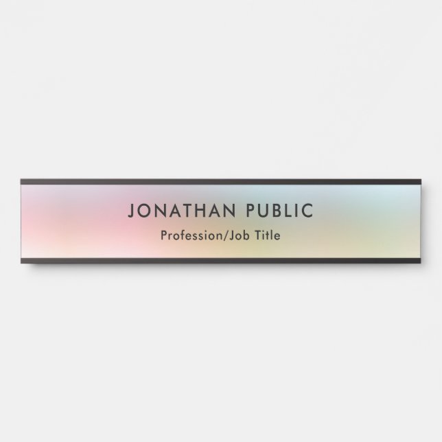 Porte-nom Pour Porte Modèle moderne et élégant et coloré (Devant)