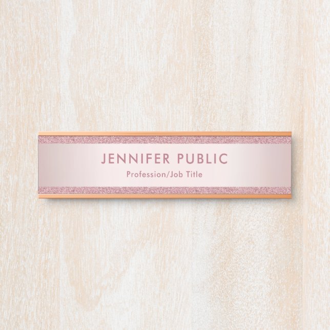 Porte-nom Pour Porte Modèle moderne tendance Rose Gold Professional (Devant)
