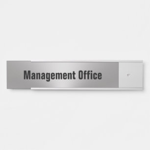 Porte-nom Pour Porte Modèle noir et argent du bureau de gestion