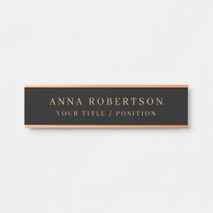 Porte-nom Pour Porte Moderne minimaliste Black Gold Professional tendan
