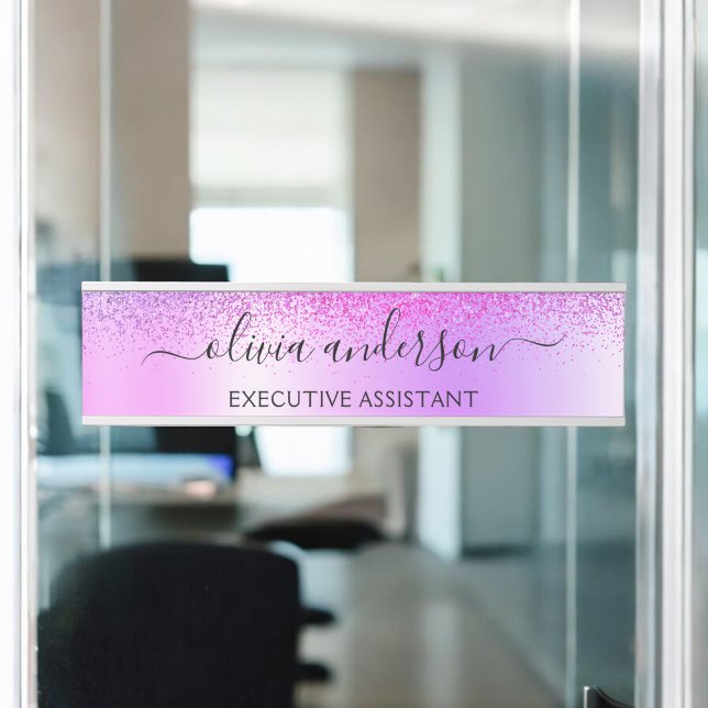 Porte-nom Pour Porte Monogramme violet Parties scintillant Étincelante  (Créateur téléchargé)