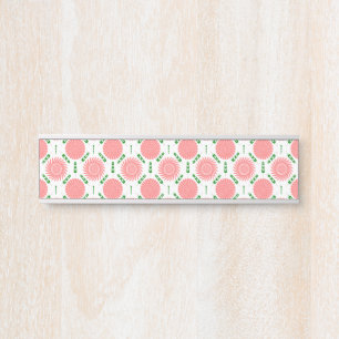 Porte-nom Pour Porte motif aux fleurs roses