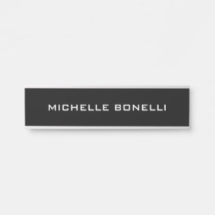 Porte-nom Pour Porte Noir minimaliste Plain moderne