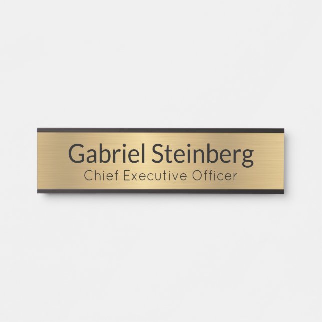 Porte-nom Pour Porte Office professionnel Gold Modern (Devant)