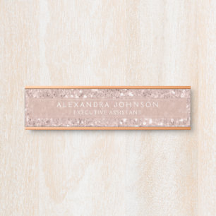 Porte-nom Pour Porte Or rose - Parties scintillant rose pâle Étincell