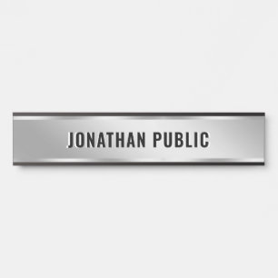 Porte-nom Pour Porte Panneau de porte noir et argent Texte personnalisé