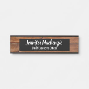 Porte-nom Pour Porte Panneau de porte rustique en bois à grain élégant 