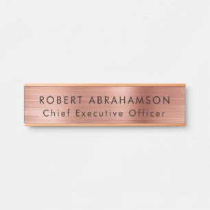 Porte-nom Pour Porte Panneau de portes dorées Rose moderne