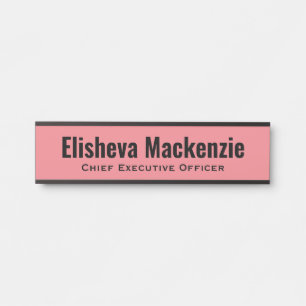 Porte-nom Pour Porte Panneau de signalétique de porte de bureau rose