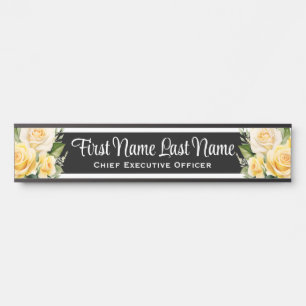 Porte-nom Pour Porte Panneaux de nom de fleurs de roses jaunes pour la