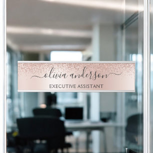Porte-nom Pour Porte Parties scintillant dorée Rose professionnel moder
