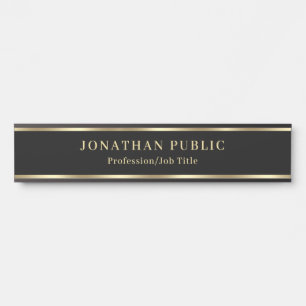Porte-nom Pour Porte Personnalisé Élégant Noir Et Or Maison Bureau Écol