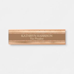 Porte-nom Pour Porte Plat Brown brillant de nom professionnel d'or