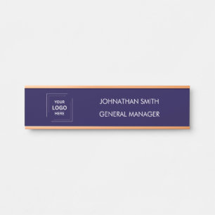 Porte-nom Pour Porte Porte de bureau Logo Entreprise Moderne Bleu Marin