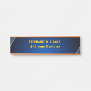 Porte-nom Pour Porte Professional Modern Blue Gold Nom du bureau Titre