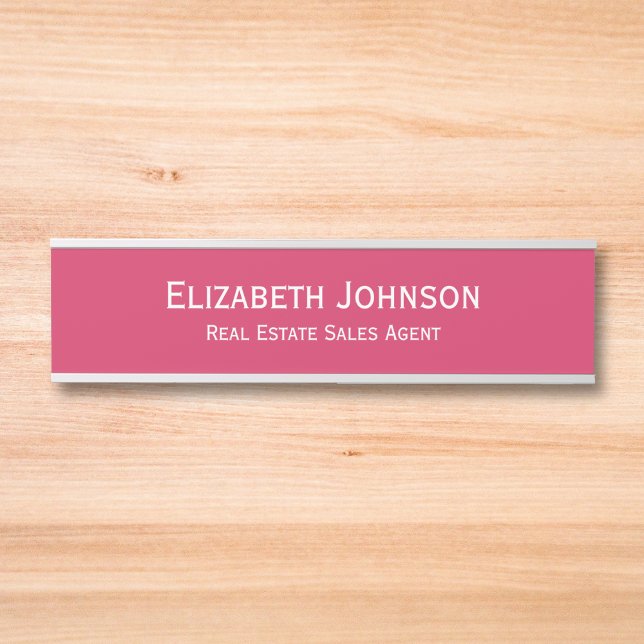Porte-nom Pour Porte Professionnel Bureau Nom Titre Rose foncé (Professional Business Office Name Title Dark Pink Door Sign)