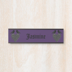 Porte-nom Pour Porte Ravens gothiques et Black Heart Custom