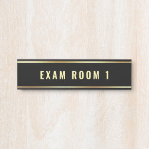 Porte-nom Pour Porte Salle d'examen Modèle texte personnalisable Black 