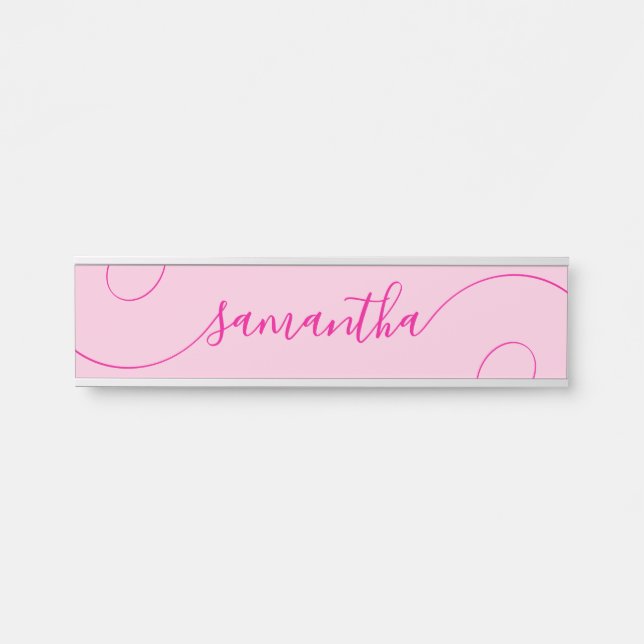 Porte-nom Pour Porte Signature à boudin rose chaud (Devant)