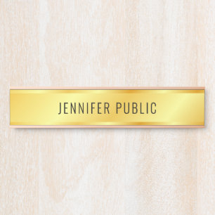 Porte-nom Pour Porte Signe métallique personnalisé Faux Gold Door
