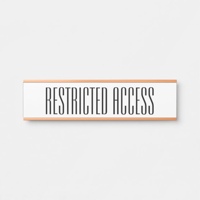 Porte-nom Pour Porte SIGNE Sophistiqué "ACCÈS RESTREINT" (Devant)