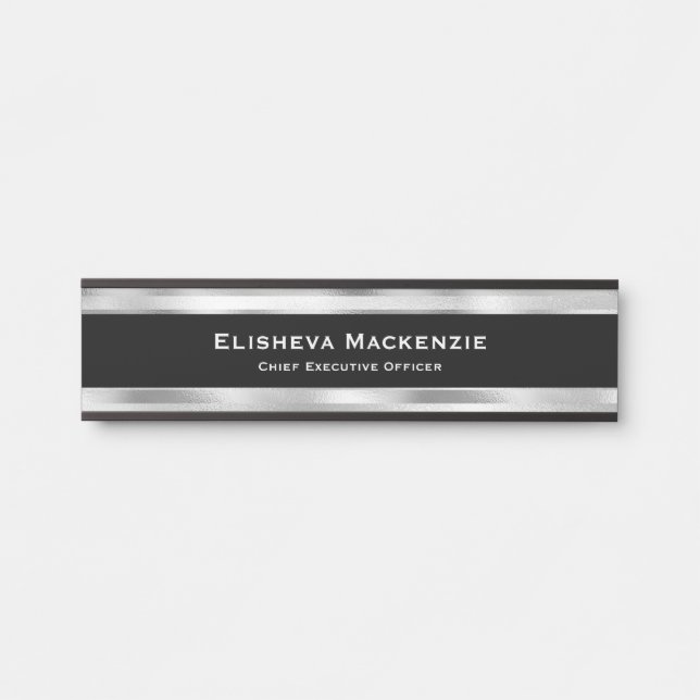 Porte-nom Pour Porte Signes de portes professionnelles Glam Silver (Devant)