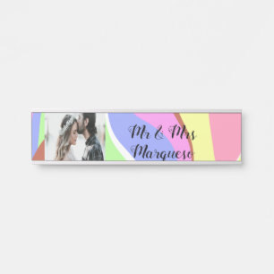 Porte-nom Pour Porte simple minimal ajoutez votre nom photo rose bleu v