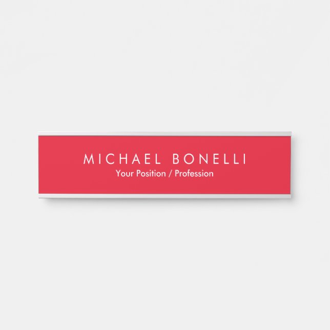 Porte-nom Pour Porte Simple minimaliste simple élégant moderne rouge (Devant)