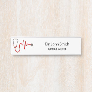 Porte-nom Pour Porte Stethoscope EKG Heartbeat ECG Wave Line Médicale