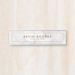 Porte-nom Pour Porte Texture rose-or de luxe en faux marbre