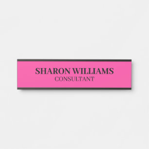 Porte-nom Pour Porte Titre de poste professionnel rose Simple Bight Emp