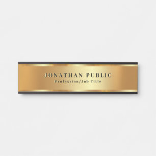 Porte-nom Pour Porte Votre Modèle de texte personnalisé Black & Gold te