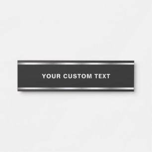 Porte-nom Pour Porte Votre texte personnalisé modèle moderne noir et ar
