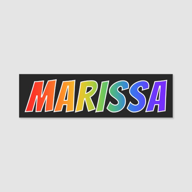 Porte-nom Prénom "MARISSA" : Couleur arc-en-ciel amusant (Devant)