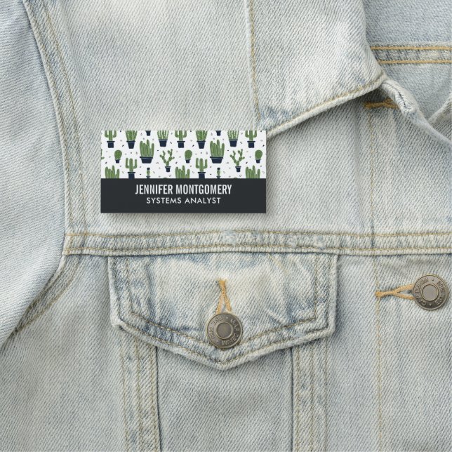 Porte-nom Profession Motif Rustique Dark Green Cactus Desert (En situation)