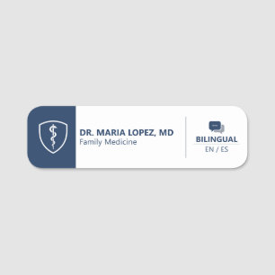 Porte-nom Professionnel de la santé Bilingue Médical Moderne