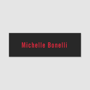 Porte-nom Professionnel minimaliste Noir Rouge moderne Plain