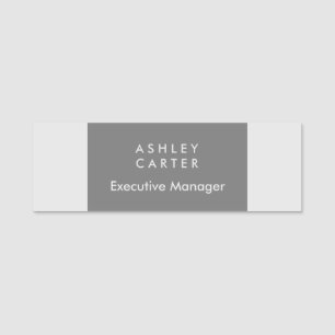 Porte-nom Professionnellement elegant grey plain minimalist