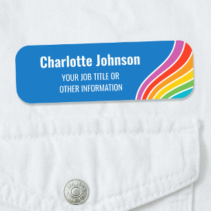 Porte-nom Rainbow Wave Custom ID Personnel bleu