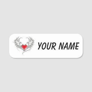 Porte-nom Red Angel Coeur avec ailes