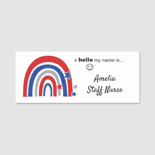 Porte-nom Resin Finish Bonjour Mon Nom Est Rainbow Name Badg
