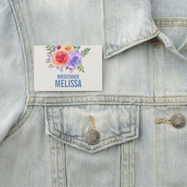 Porte-nom Rose coloré aquarelle Mariage floral (En situation)
