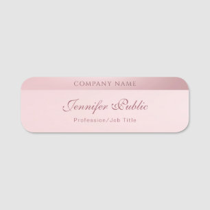 Porte-nom Rose élégant Gold Calligraphy Script Nom Modèle