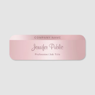 Porte-nom Rose Gold Elegant Calligraphy Name Script tendance