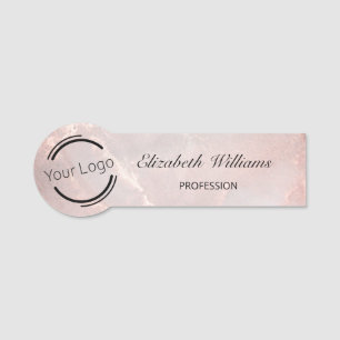 Porte-nom Rose Gold Encre Marbre Logo