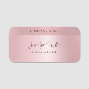 Porte-nom Rose Gold Modern Élégant Script manuscrit tendan