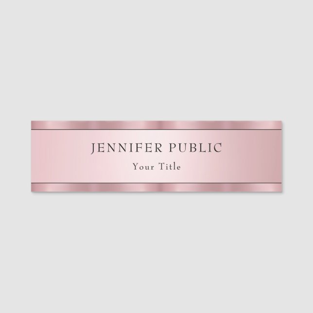 Porte-nom Rose Gold Moderne Elégant Modèle tendance (Devant)