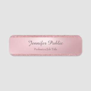 Porte-nom Rose Gold Parties scintillant Élégant Calligraphé 